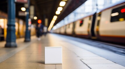 Modern airport advertising billboard on reflective floor in busy terminal   travel promotion concept