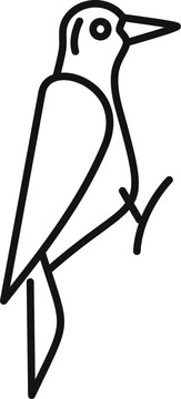 recommend clip art: Minimalist line art of a woodpecker standing on a branch