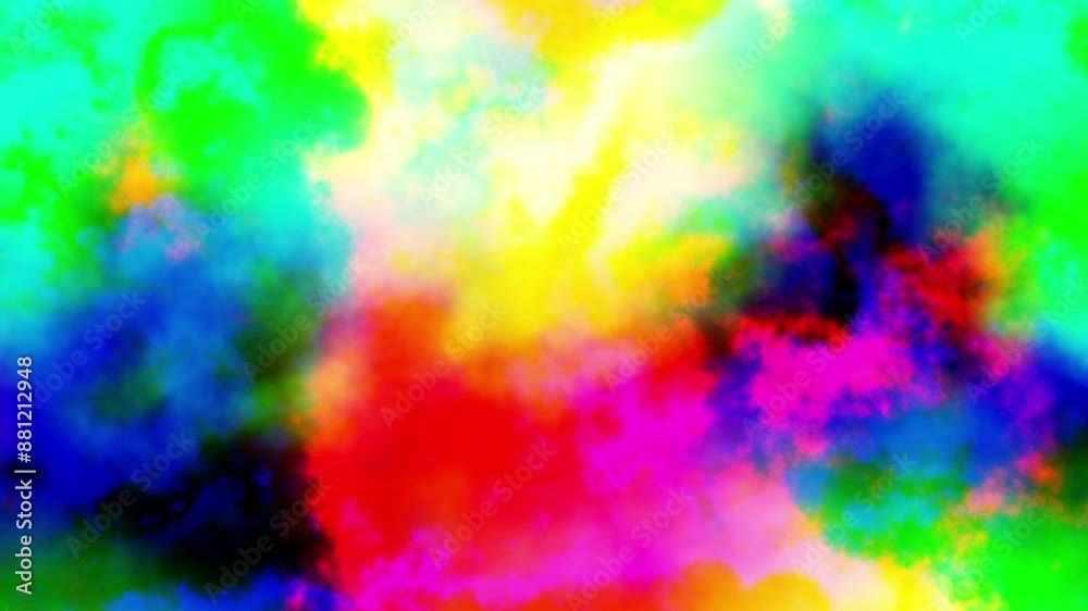 Aufkleber Seamless abstract psychedelic wavy background for loop playback. 4k video. Cloudy nebula background. Natural retro colors.