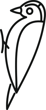 recommend clip art: Simple line art illustration of a woodpecker standing on a tree trunk, perfect for minimalist logos and designs