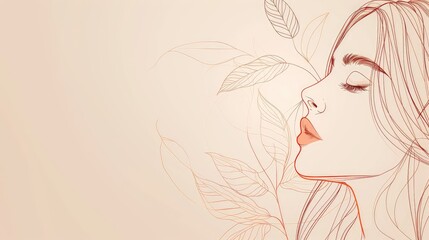 Serene Profile of Female Face with Botanical Element