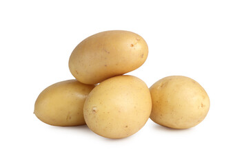 Whole fresh raw potatoes isolated on white