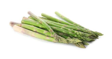 Fresh green asparagus stems isolated on white