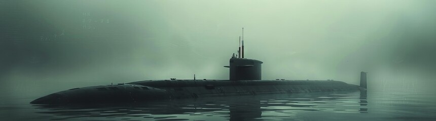 Fototapeta premium It has been a while since a navy submarine surfaced in the calm waters, a leviathan rising up to stand sentinel from the depths.