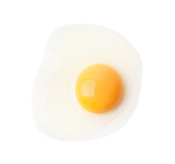 One raw egg isolated on white, top view