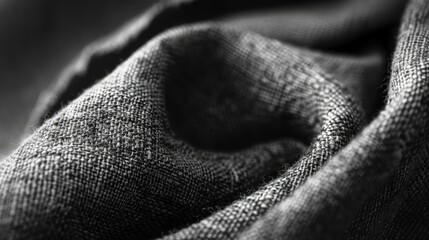 Close up photo of cotton polyester blend fabric in black and white with a dark frame and space for text on a card or poster