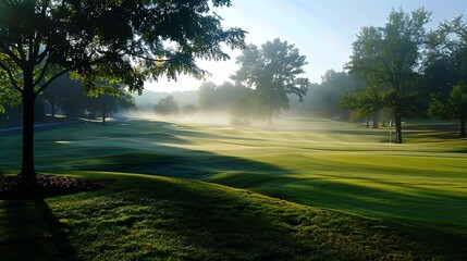 Obraz premium Early morning dew on the fairways