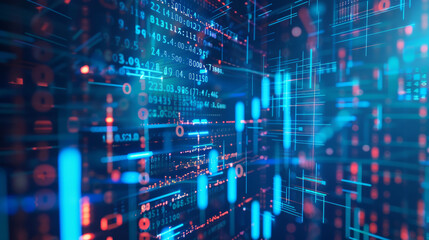 Obraz premium Blue background with financial data processing image. Image shows global networks, business, finances, computing, and data processing concepts.