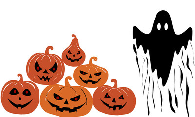 halloween pumpkin with ghost 