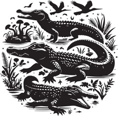 crocodile in a black