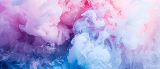 Fototapeta premium Abstract Pink, Blue, and White Ink Swirls in Water
