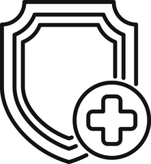 Obraz premium Bold outline of a shield is protecting a medical cross, symbolizing health insurance