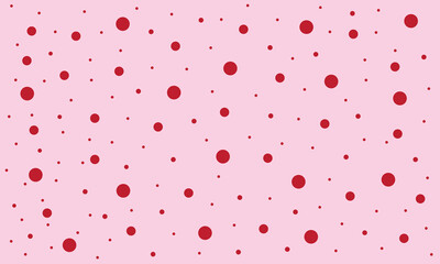 Red dots seamless pattern, polka dots pink background. Random dots.