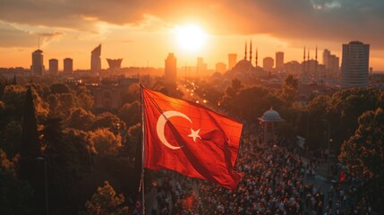 Commemorating 30 ağustos: victory day, a national holiday in Turkey,f lag symbol of republic. zafer bayramı festivities highlight nation's triumph, pride, marking significant moment turkish history