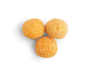 Tasty fried mozzarella balls in white background