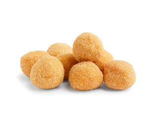 Tasty fried mozzarella balls in white background
