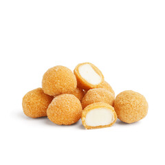 Tasty fried mozzarella balls in white background