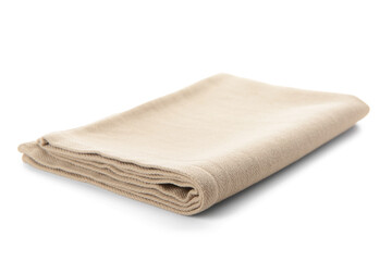 Fabric beige napkin on white background