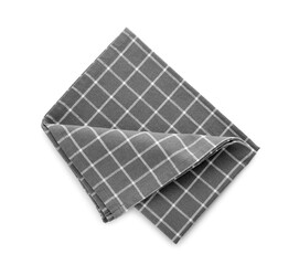 Fabric checkered black napkin on white background
