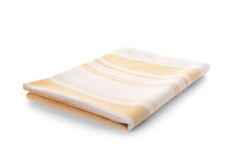 Fabric yellow striped napkin on white background