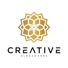 Luxury abstract flower logo design. Premium Vector