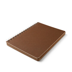 Brown notebook on white background