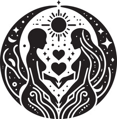 silhouette of a couple with heart