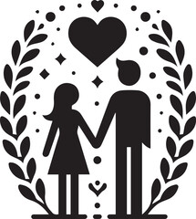 silhouette of a couple with heart