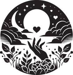 silhouette of a couple with heart