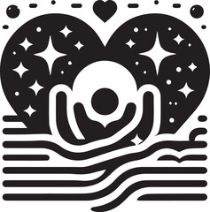 silhouette of a couple with heart