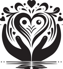 silhouette of a couple with heart