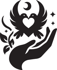 silhouette of a couple with heart