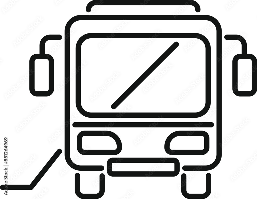 Wall mural line drawing of an electric bus charging at a station, promoting sustainable and eco friendly public