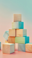 Obraz premium Colorful wooden building blocks