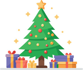 Fototapeta premium Christmas tree with presents around