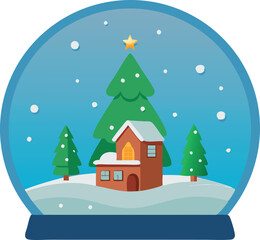 Obraz premium Snow globe with a house inside