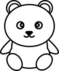 かわいいくまの線画イラスト・塗り絵