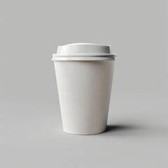 product photo of white paper coffe cup mockup with plastic lid, simple background Job ID: generative ai