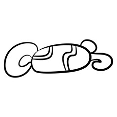 Abstract ethnic ornament of Maya Indians. Black and white linear silhouette.