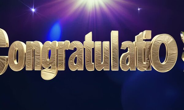 Shimmering 3d congratulations text on vibrant backdrop