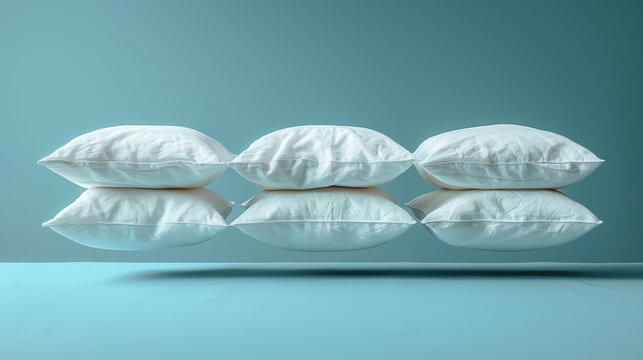 stack of white pillows on reflective surface for interior design