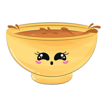 Happy cute bowl cartoon Vector illustration