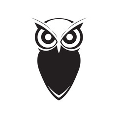 Abstract Owl Logo: Create an abstract silhouette of an owl with prominent eyes and a streamlined body,