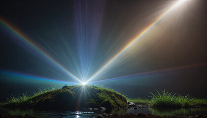 Conceptual representation of natural visible light refracted and divided into its color spectrum