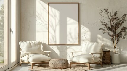 3D Mockup Frame in Rustic Boho Nomadic Interior Decor