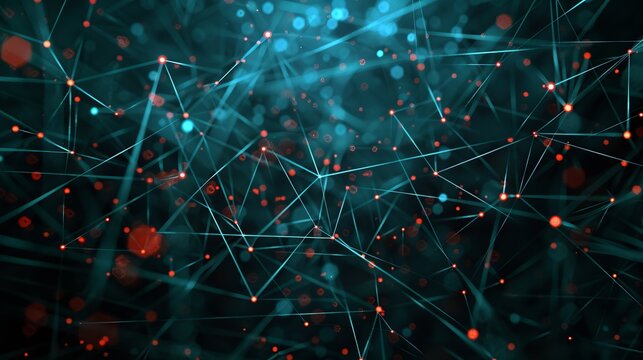 A vibrant and dynamic digital network featuring both red and blue glowing elements, highlighting the complexity and connectivity within modern technological systems.