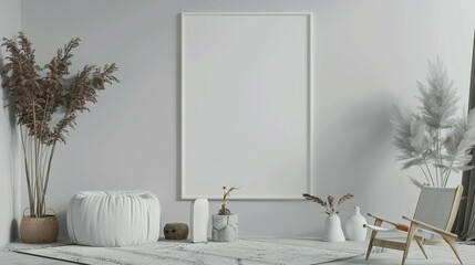 3D Render: Frame Mockup in Rustic Boho Nomadic Setting