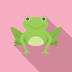 Illustration of a green frog sitting with a pink background