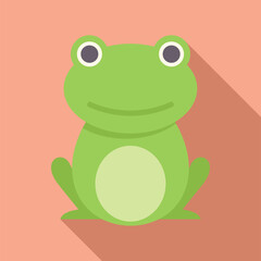 Friendly looking green frog sitting down and smiling