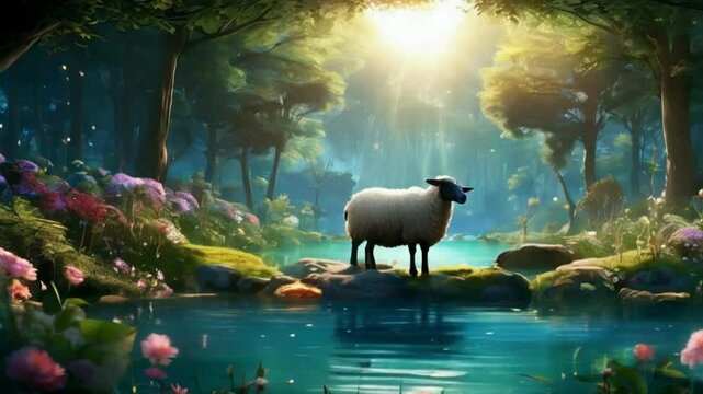 sheep in the water